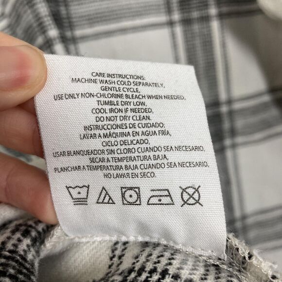 HFX Jacket Women's Medium White Black Plaid Button Up Flannel Shirt Shacket - Picture 12 of 15